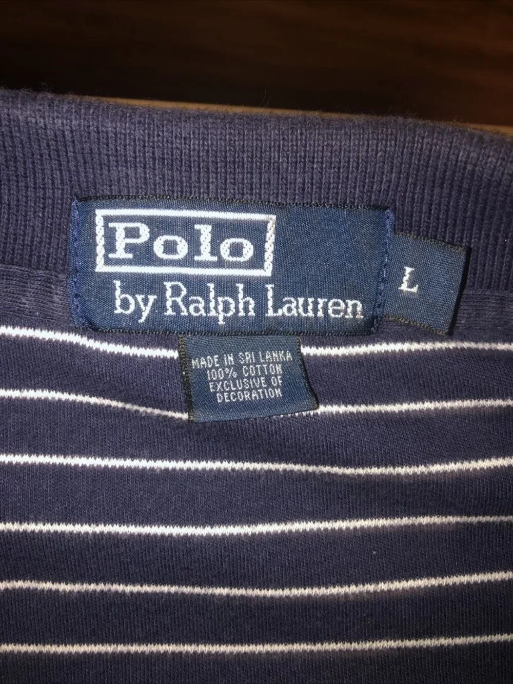 Polo Ralph Lauren Polo Shirt Mens L Blue White Striped Knit Short Sleeve Cotton